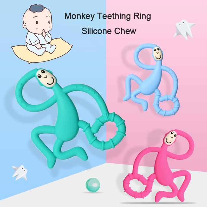 Gambar Safe Baby Teether Toys Toddle Monkey Teething Ring Silicone Chew dari kamboja yellow undefined Tokopedia