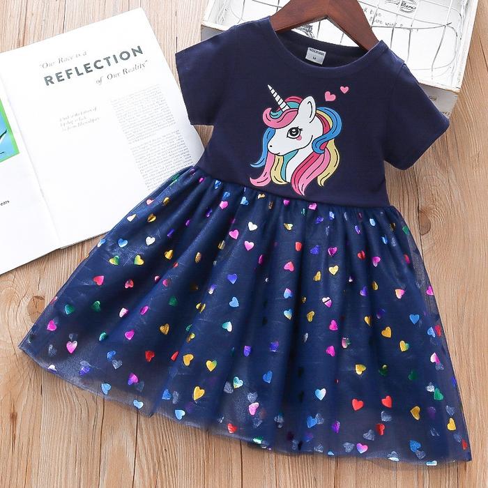 Gambar Dress Anak Perempuan Motif Unicorn Love Rok Tutu - Navy, XXL dari Nel Collection undefined Tokopedia