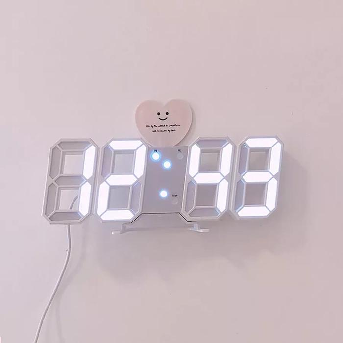 Gambar [MILOLI] Jam Digital 3D Clock LED Meja Alarm Dinding Clock- F0172 - WHITE dari Miloli undefined Tokopedia