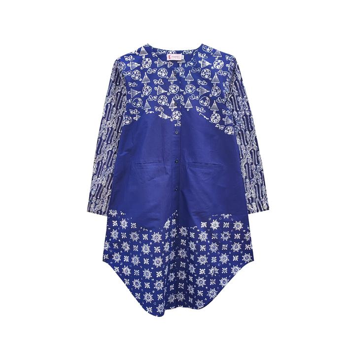 Gambar FITTINGROOM11 Blouse Batik - Aruna Batik - Biru, XXL dari Fittingroom11 undefined Tokopedia