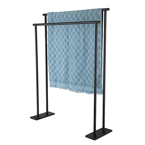 Gambar JQK Bath Towel Bar Free Standing Black, 30 Inch Stand Double Towel dari Home and Kitchen USA undefined Tokopedia