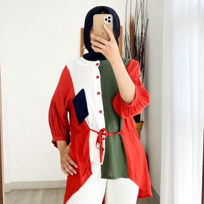 Gambar Atasan Wanita Cana Top Kemeja Fashion Korean style - Coral, all size - Coral, all size dari CV.Pusat_Baju_Murah.id undefined Tokopedia