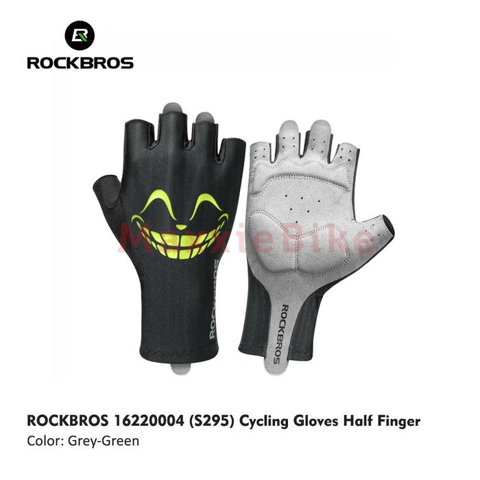 Gambar ROCKBROS S295 Sarung Tangan Sepeda Bike Glove Half Finger Cycling - Black Green, S dari Maxxiebike undefined Tokopedia