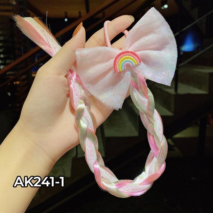 Gambar Ikat Rambut Palsu Korea Anak Perempuan Motif Pita Pelangi AK241 - AK241-1 dari NOMIDE STORE undefined Tokopedia