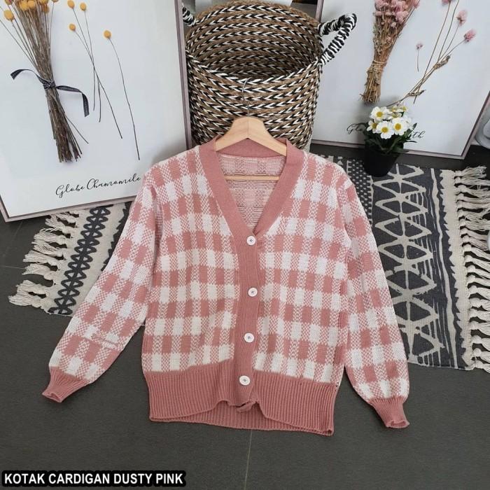 Gambar CARDIGAN Rajut Wanita KOTAK Outer Rajut Atasan Rajut Outer Hijab - DUSTY PINK dari loekita grosir undefined Tokopedia