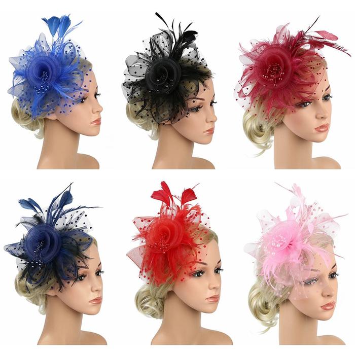 Gambar Fascinator Topi Bunga Koktail Pesta Teh Hiasan Kepala Bulu dari alby officiall undefined Tokopedia