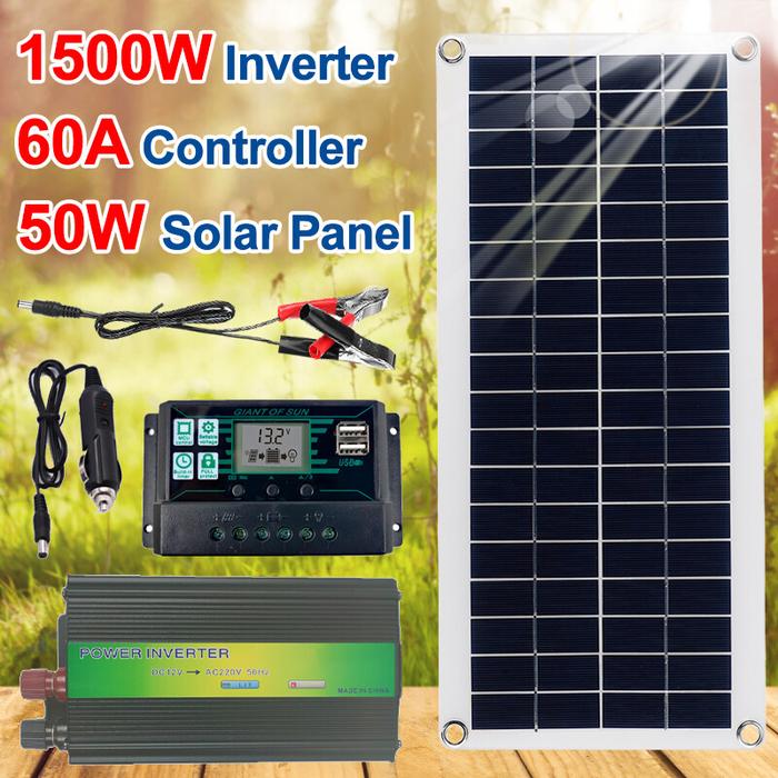 Gambar Tenaga Surya 220V Inverter 1500W Panel Surya 50W Pengontrol 60A USB - 50W dari K-Dunk Jkt Store undefined Tokopedia