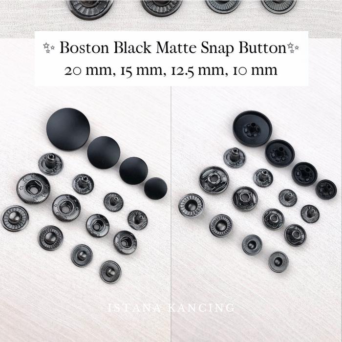 Gambar Kancing Cetet Gold Silver Abu Hitam Ecer Gloss Doff Matte Snap Button - Black Matte, 10mm dari Istana Kancing undefined Tokopedia