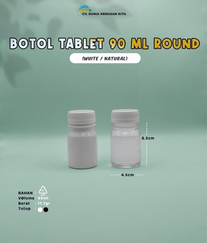 Jual Botol Tablet 90 ml Round 1 PCS - Botol Obat Putih/Bening - Putih ...