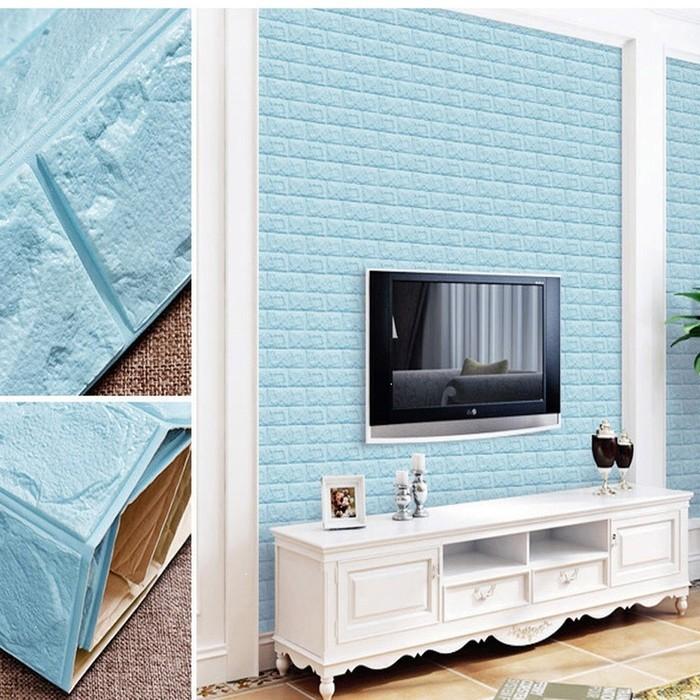 Gambar Wallpaper 3D motif bata wallpaper dinding - P14 BIRU dari Yooyee Indonesia_NEW undefined Tokopedia