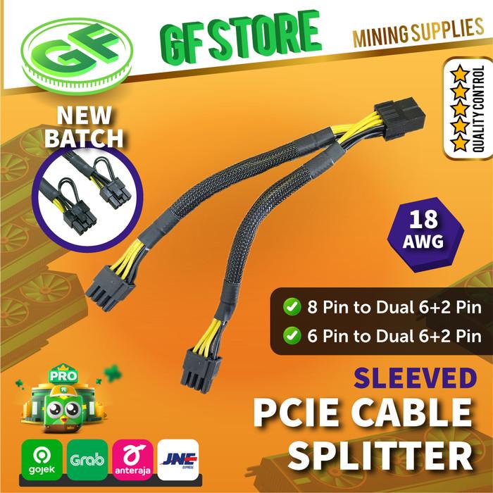 Promo PCIE CABLE SPLITTER Dual pin (6+2) SLEEVED GPU SPLITTER