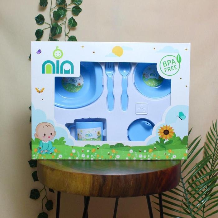 Gambar [TA] Nia Feeding Set Baby Medium / Alat Makan Bayi Sedang - Biru dari TEGUH ABADI undefined Tokopedia