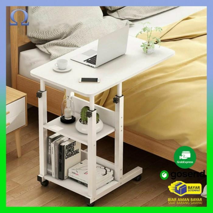 Gambar NEWNEST Meja Rak Laptop Adjustable Portable Desk with 2 Racks - ND03 - Putih dari OmegaStoreid_NEW undefined Tokopedia