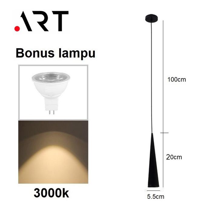 Gambar Lampu Gantung LED Tabung Kerucut Minimalis / Lampu Dekorasi - 20CM-HITAM dari SUPER FAN LIGHTING undefined Tokopedia