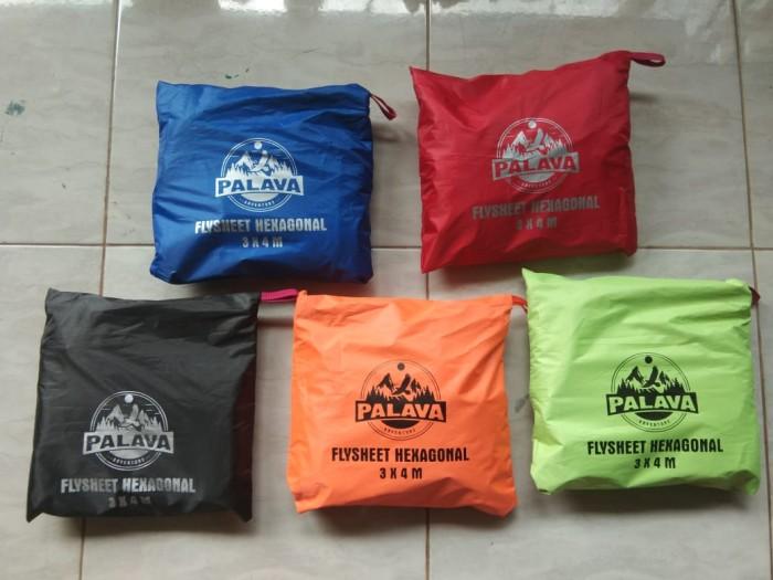 Gambar Flysheet hexagonal segi 6 300x400cm - Merah dari FLAMINGO CAMP undefined Tokopedia
