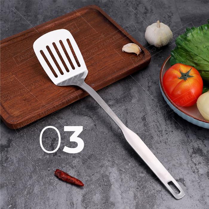 Gambar Spatula sodet sutil centong lubang dan NON lubang dengan Kait - SODET LBG 03 dari Bandung Grup Stainless undefined Tokopedia