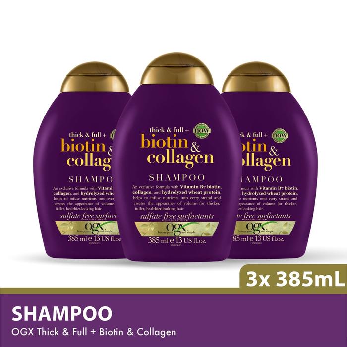 Gambar OGX Thick & Full + Biotin & Collagen Shampoo 385mL (3 botol) dari OGX Official Store undefined Tokopedia