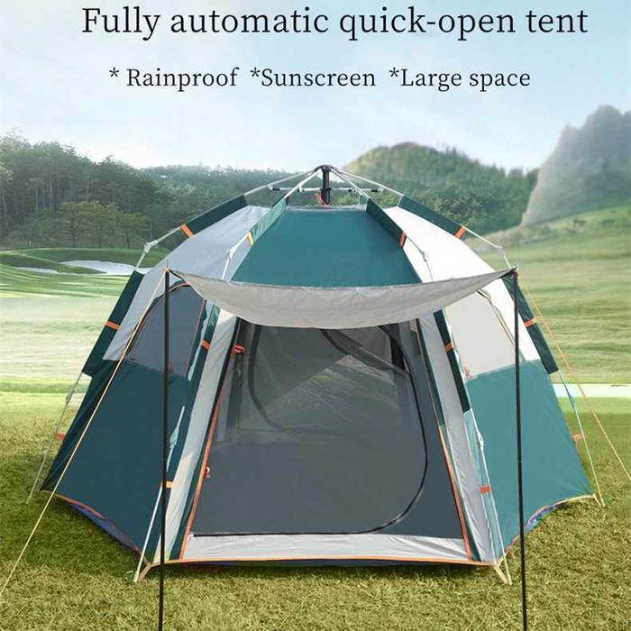 Gambar Tenda Camping Kanopi Hexagonal Windproof Tahan Angin Outdoor 5-8 Orang - Hijau dari Maslinda Store undefined Tokopedia