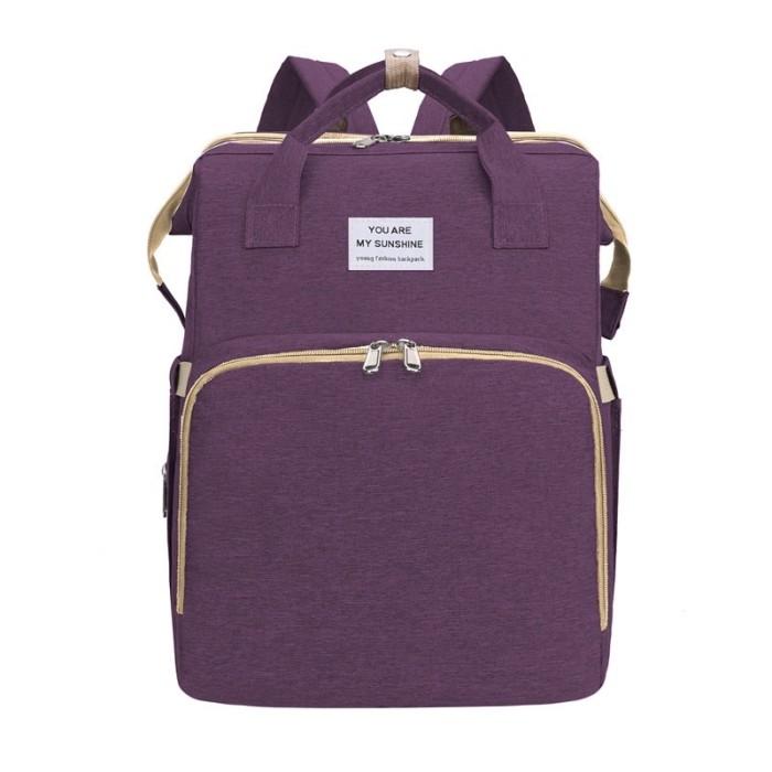 Gambar TAS BAYI 6003 - Tas Diaper YOUAREMYSUNSHINE 2in1 Kasur Tidur - H1 - Ungu dari TAS BAYI TAS DIAPER undefined Tokopedia