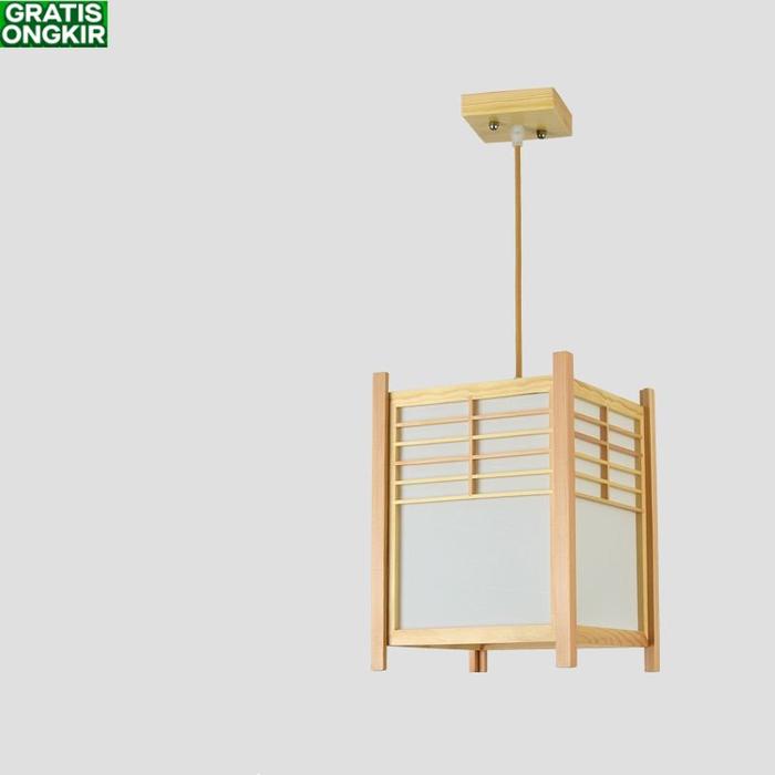 Gambar Y.S Lampu Gantung Bahan Kayu Solid Gaya Jepang Vintage Untuk Restoran - B-22*22*30cm, RC-Dimmable dari YOIKI JKTSTORE undefined Tokopedia