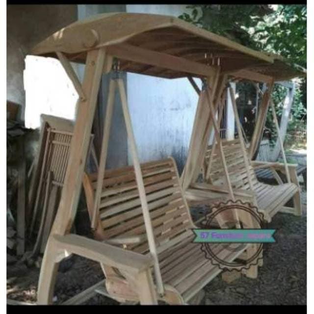 Gambar Ayunan hias taman/ Bandulan depan rumah model becak kayu jati dari Tukang Mebel Furniture Jepara undefined Tokopedia