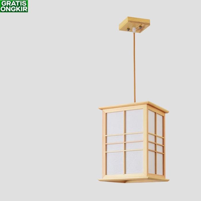 Gambar Y.S Lampu Gantung Bahan Kayu Solid Gaya Jepang Vintage Untuk Restoran - A-22*22*30cm, Cahaya putih dari YOIKI JKTSTORE undefined Tokopedia