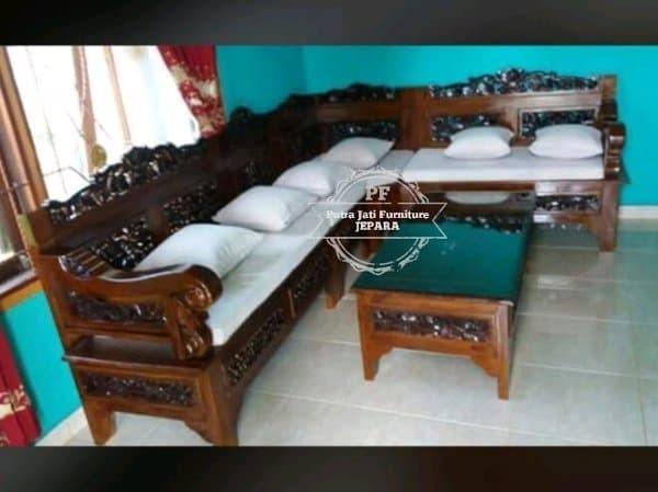 Gambar Furniture Jepara Sofa Model Sudut - Kursi Ruang Tamu Pojok Bahan dari Putra Jati Ukir Jepara undefined Tokopedia