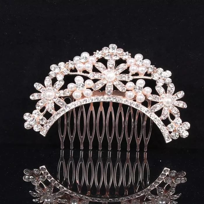 Gambar Sirkam Rambut Pesta / Sirkam Sanggul Mutiara Gems Large - RoseGold - HCB-110 dari Art of Beauty Store undefined 3 Tokopedia