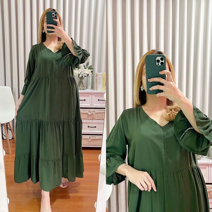 Gambar GAMIS RAYON TWILL FIT TO JUMBO XXL LD 115 PANJANG DRESS KEKINIAN VIRAL - A ARMY dari PEHH PIYAMA undefined Tokopedia