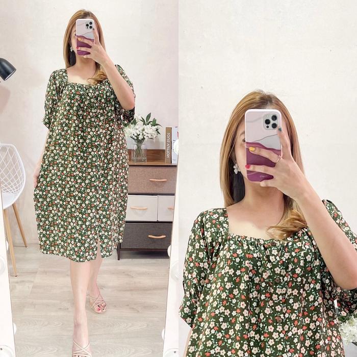 Gambar HOMEDRESS DASTER MIDI BUSUI RAYON FIT TO JUMBO FULL KANCING AMB3-J - ARMY dari PEHH PIYAMA undefined Tokopedia