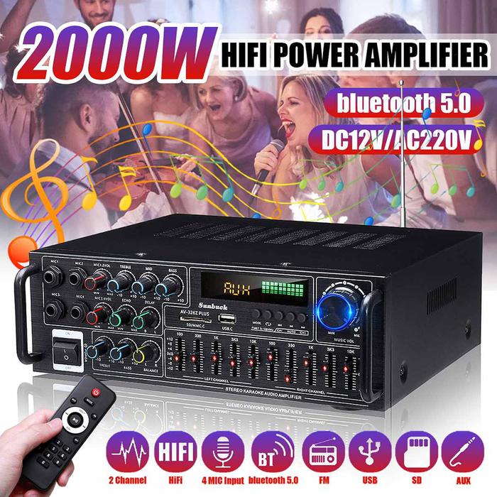 Gambar Sunbuck AV-326Z PLUS Audio Amplifier Bluetooth EQ Karaoke FM 2000W - Black dari Astra Foto undefined Tokopedia