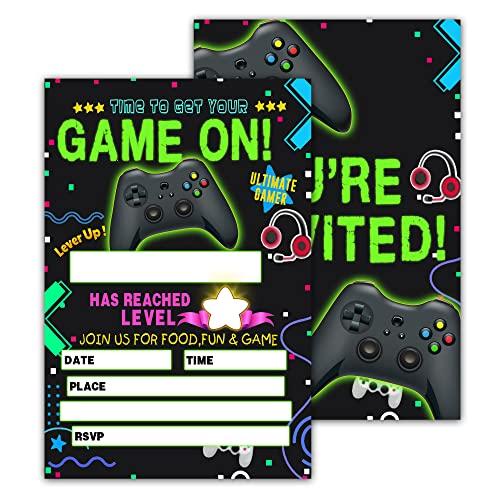 Gambar Video Game Birthday Party Invitation Cards, Game Level Up(Invite-16) dari Home and Kitchen USA undefined Tokopedia