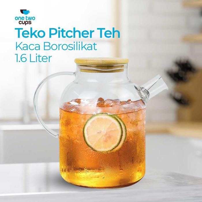 Gambar One Two Cups Teko Pitcher Teh Teapot Maker Borosilicate 1.6 L - Transparan dari homee stuff undefined Tokopedia