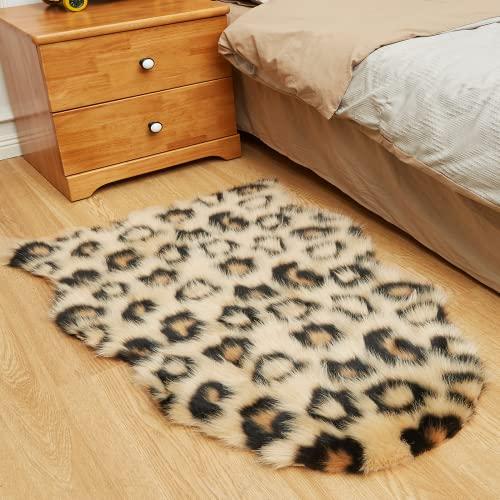 Gambar ESCRODOI Fluffy Leopard Print Rug 2x 3, Soft Leopard Rugs-Brown dari Home and Kitchen USA undefined Tokopedia