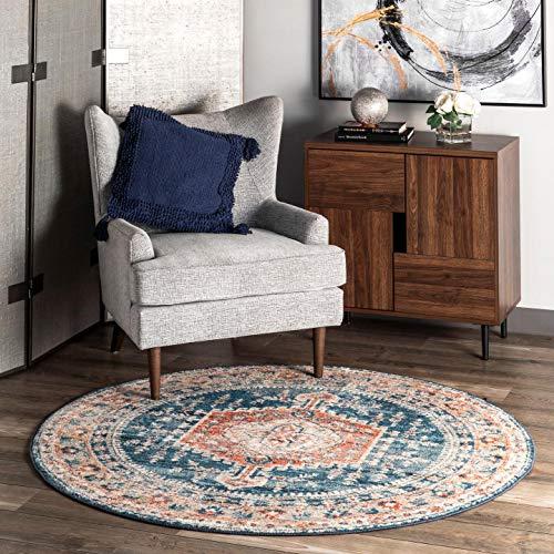 Gambar nuLOOM Derya Persian Vintage Area Rug, 6 7' x 9, Blue dari Home and Kitchen USA undefined Tokopedia