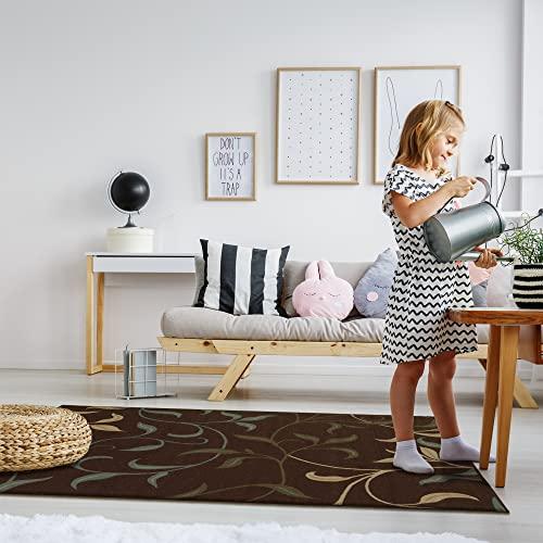 Gambar Ottomanson Ottohome Rugs, 3 ft 3 in x 5 ft 0 in, Chocolate Leaves dari Home and Kitchen USA undefined Tokopedia