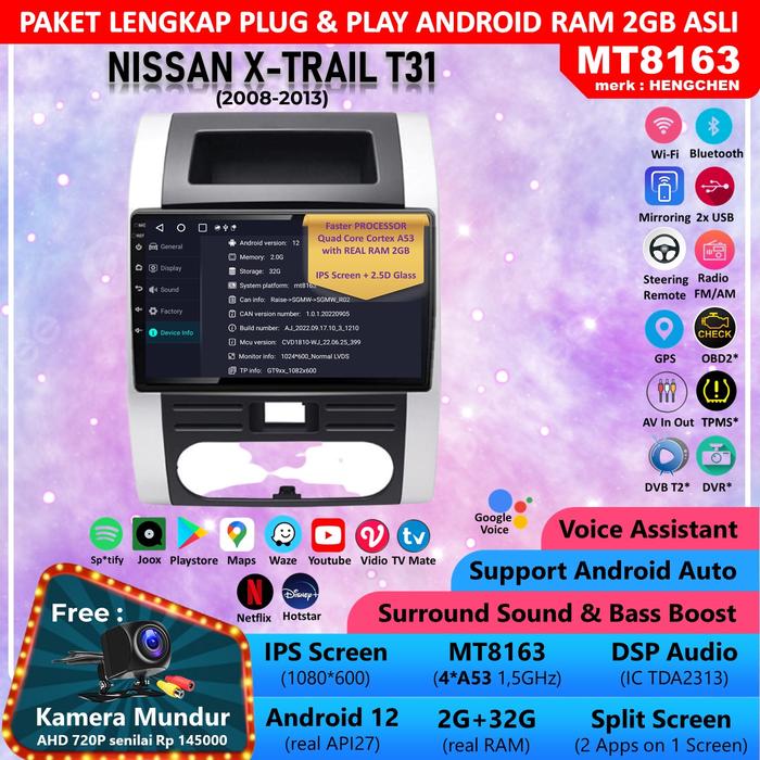 Gambar Frame+Soket+Headunit Android Nissan X-Trail T31 MT8163 RAM 2GB IPS - Paket Lengkap dari Sanjo Auto Store undefined Tokopedia