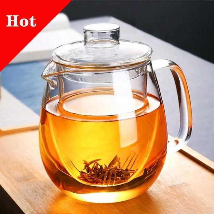 Gambar Teko Teh Kaca Dengan Saringan Tahan Panas Api Tea Pot Pitcher 1200 ml - 600 ml dari Moncloud Shop undefined Tokopedia