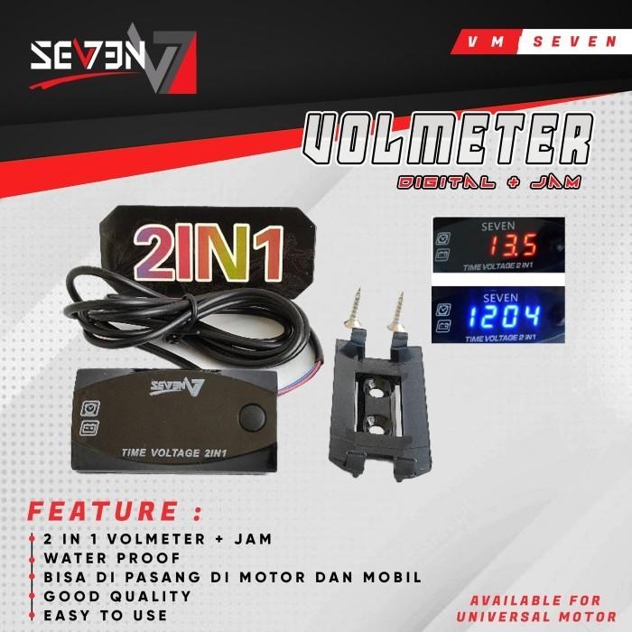 Gambar Volmeter Digital LED 2in1 JAM Universal Motor / Mobil - Merah dari STUDIO VARIASI MOTOR undefined 5 Tokopedia