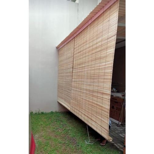 Gambar Krey Tirai Bambu Sawit Outdoor Ukuran 2x2 Plus Tali Penggulung Sr006 dari Gemils Store undefined Tokopedia