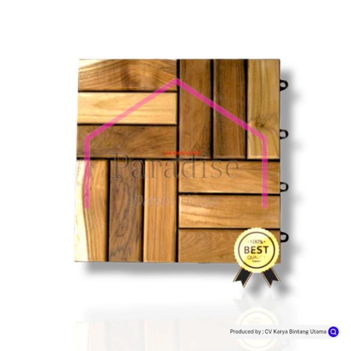 Gambar Lantai Kayu Flooring Decking Tile Ubin Parket 30x30 Indoor Outdoor - Zig-Zag Mentah dari Fervent Wood undefined Tokopedia