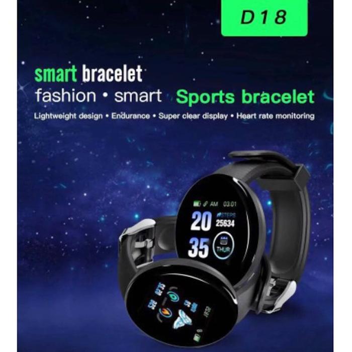 Gambar Smartwatch D18 Jam Tangan Smartband D18 Waterproof - BLACK dari Bomb Official undefined Tokopedia