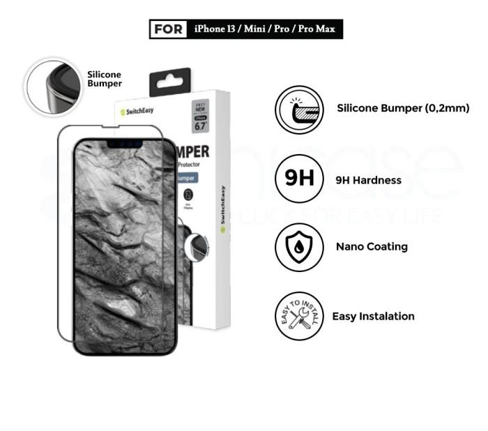 Gambar Tempered Glass iPhone 13 Pro Max Mini SWITCHEASY Glass Bumper Full Protective Cover Screen Guard Protector Anti Gores - iPhone 13 dari Supcase Official ID undefined Tokopedia