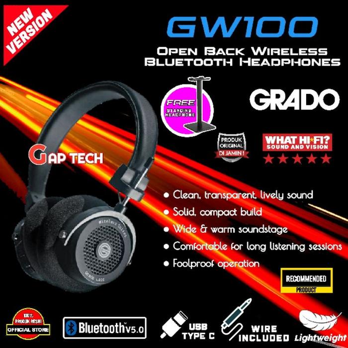 Gambar GRADO GW100 GW 100 Hi-Fi Open Back Wireless Bluetooth Headphones dari nuhaq undefined Tokopedia