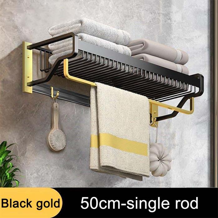 Gambar Rak Handuk Aksesoris Kamar Mandi Rak Kamar Mandi Kamar Mandi Organizer - Blk&Gold-50cm A dari DOTUKU ID1 undefined Tokopedia