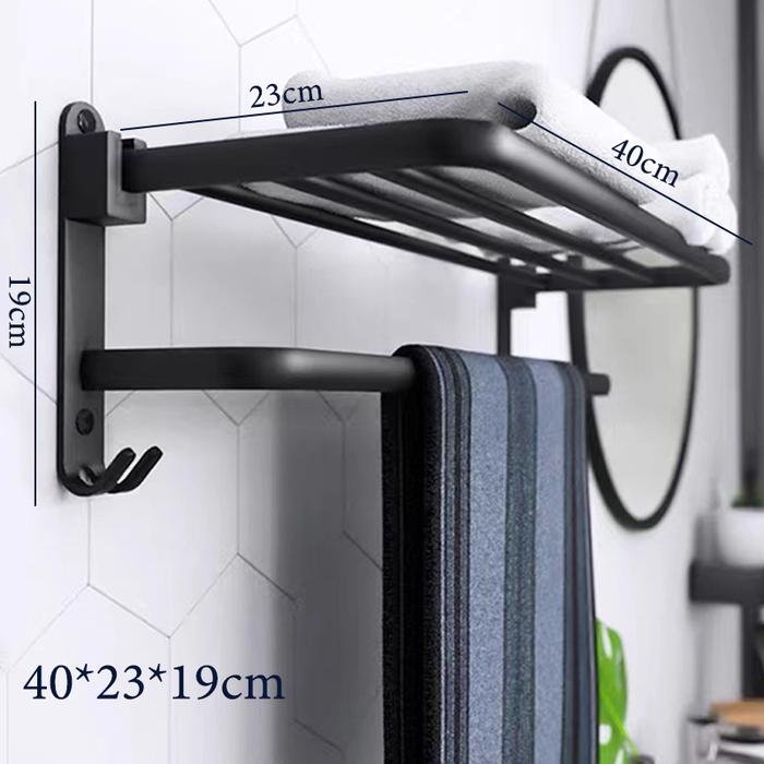 Gambar Aksesoris Kamar Mandi Rak Penyelenggara Toilet Hitam Rak Kamar Mandi - Rak Mandi 40cm dari DOTUKU ID1 undefined Tokopedia