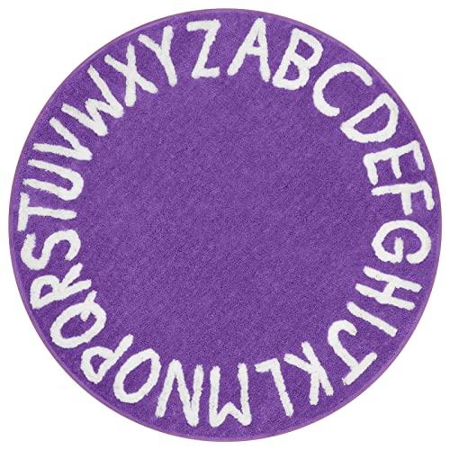 Gambar SHACOS Soft Plush Round ABC Rug for Kids Room 4 ft Alphabet(Purple) dari Home and Kitchen USA undefined Tokopedia