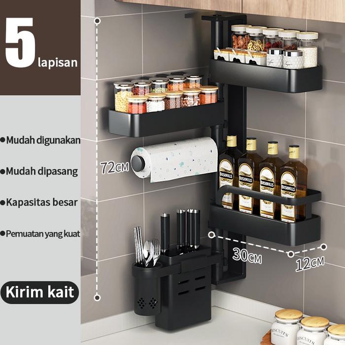 Gambar Rak Bumbu Rak Dapur Gantung Rak Dapur Terpasang di Dinding - 5 Tingkat dari Marina 18 undefined Tokopedia