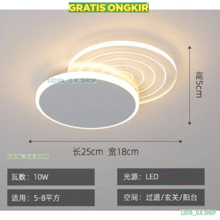 Gambar OK Lampu LED Mewah Plafon Bahan Akrilik Motif Garis-Garis Untuk Balkon - Tipe A, Putih, Cahaya putih dari Lidya O.K Shop undefined Tokopedia