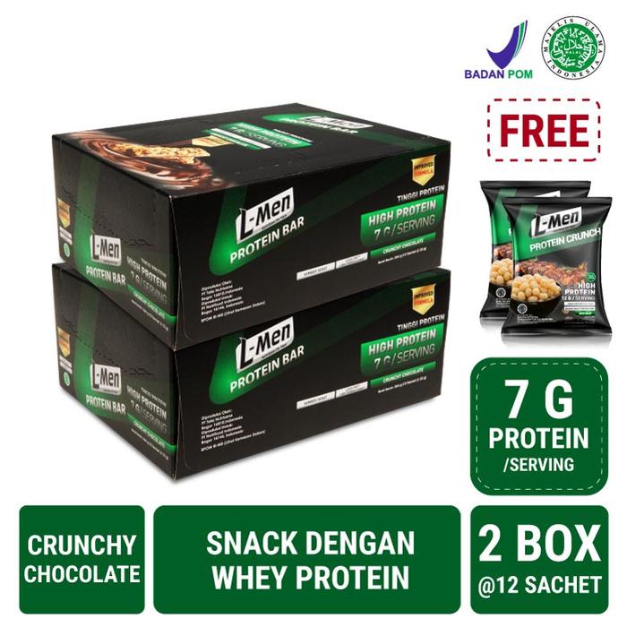 Gambar Free 2 Protein Crunch - L-Men Protein Bar Crunch Chocolate 12 Sch 2pc dari Hanifah Nafia undefined Tokopedia
